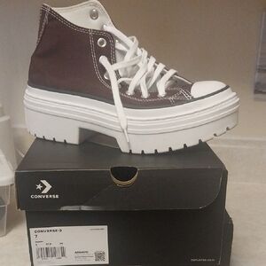 Converse Women's Chunky Platform High-Top Sneakers in Brown and White